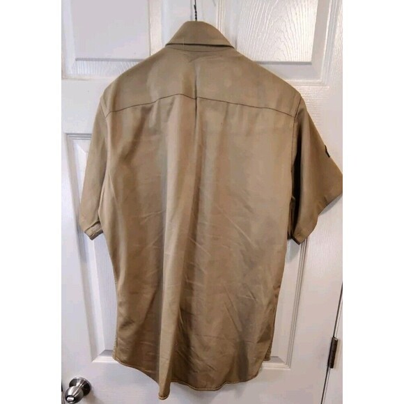 Vtg 60s Military Mens Small 1960 8.2 oz Khaki Field Button Shirt USA 15.5x32 - Picture 13 of 13